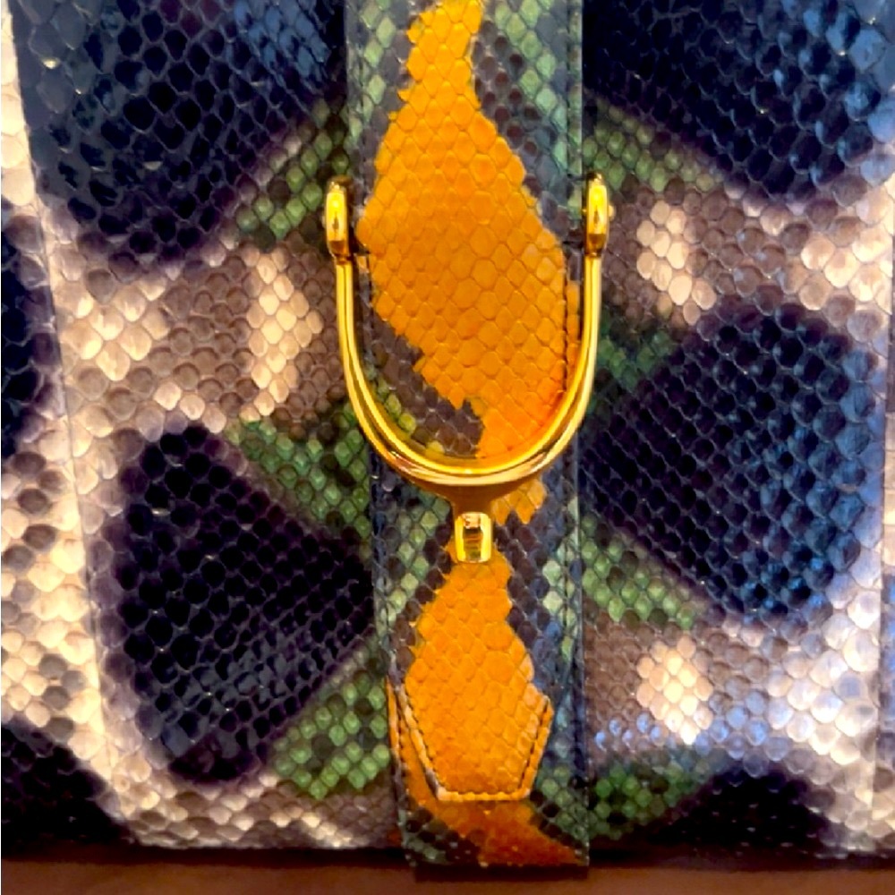 Gucci extremely rare limited, edition Multicolor Python Stirrup Hobo Like New - Picture 4 of 15